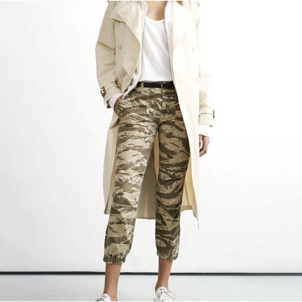 NWT Nili Lotan Tiger Camo Print Cropped French Military Pants Ankle Zip Sz 4